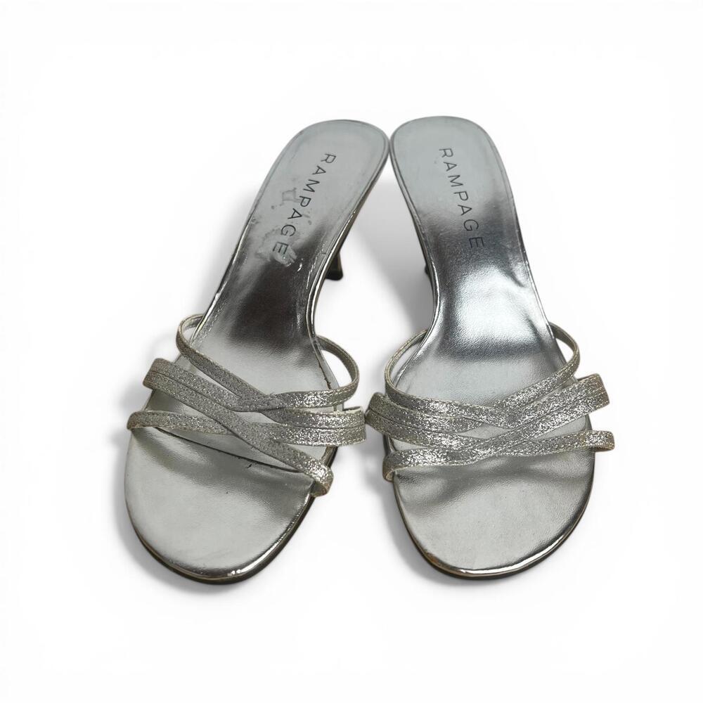 Y2K Rampage Silver Strappy Kitten Heel Sandals